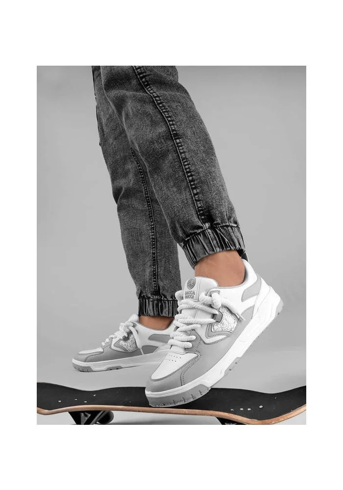 Bacca Bucci Grey Stride Eclipse Low-Top Flat-Sole Sneakers for Men | Best Price UAE